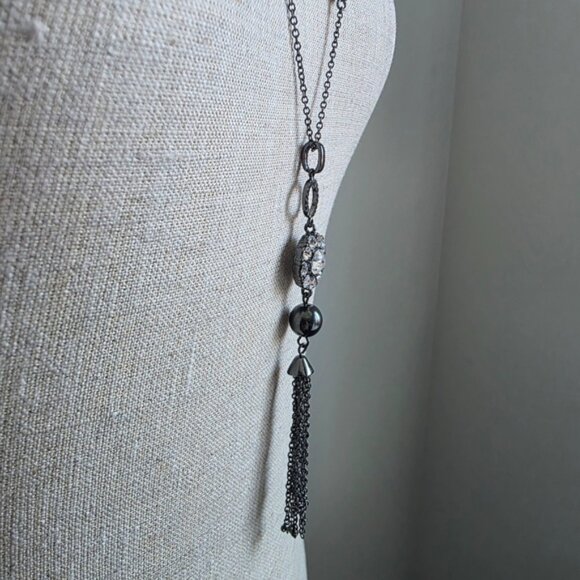 Lia Sophia Silver and Black Beaded Necklace - Picture 4 of 9